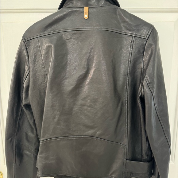 MACKAGE Miela-N Black Supple Lambskin Leather Belted Moto Jacket size Large - Picture 4 of 8